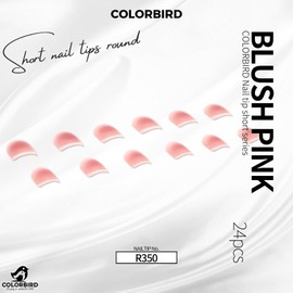 COLORBIRD Nail Tips, Short, 24 Pieces, Pink, Nail Tips, Short, Cute, French Square Off (R350)