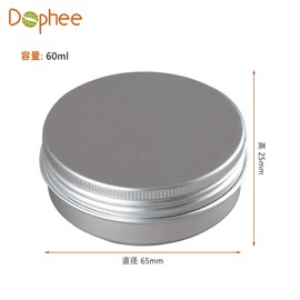 Dophee 60ml 5pcs Aluminum Screw Cap Tin Makeup Refill Containers Cream Case Ointment Container Aluminum Tin Travel Cosmetic Containers Lightweight Durable Good Seal Perfect for Lip Balm, Nail Balm and