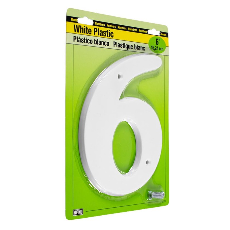 Hy-Ko 6" Plastic House Number, Modern Raised Numbers for Exterior