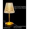 Gold Cordless Table Lamp Rechargeable,5000mAh Battery Operated Lamps,Mini Small Crystal