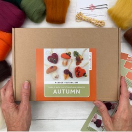 Bergin & Bath Needle Felting Kit - Autumn, Learn to Make a Set of Decorations for The Fall. Craft kit for Adults
