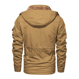 INVACHI Men's Winter Jackets with Hood Fleece Lining Thick Cotton Military Work Jackets with Cargo Pockets Outwear
