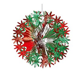 Davies Green/Red Christmas 2 Tone Foil Ceiling Decorations - 30cm Ball