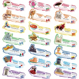 Humyoun 21 Pcs Spanish Language Country Posters Latin American Countries Learning Posters Spanish Language Learning Materials Flags Classroom Decorations for Students and Teachers