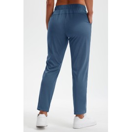 Libin Women's 4-Way Stretch Golf Pants 7/8 Ankle Casual Workout Sweatpants Dress Work Pants with Pockets for Joggers, Yoga, Athletic, Lounge, Travel, Blue,Large