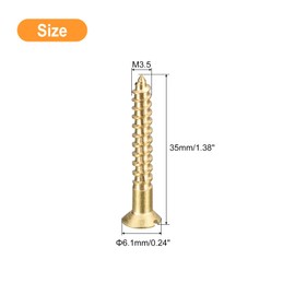 sourcing map Brass Wood Screws, 20 Pieces M3.5 x 35 mm Slotted Drive Countersunk Self Tapping Screws for Woodworking Furniture