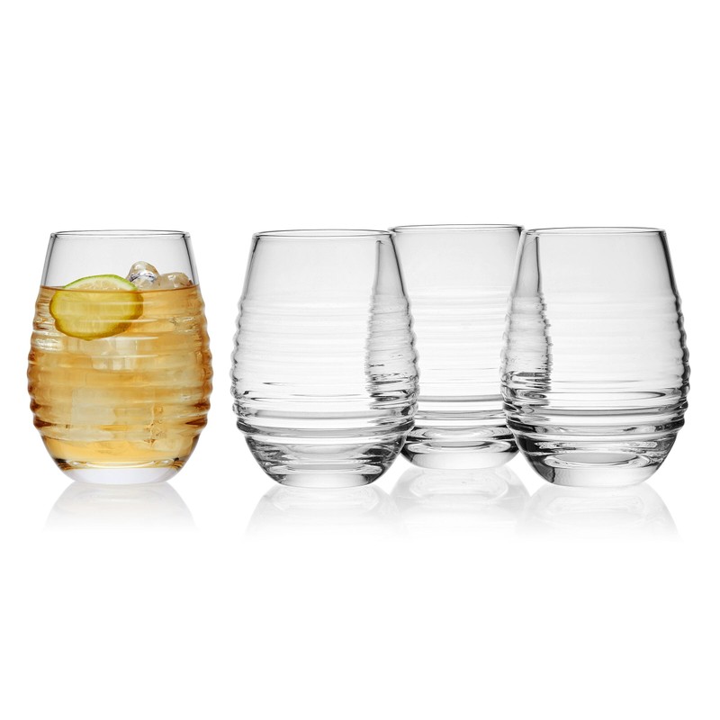 Mikasa Ciara Set of 4 Stemless Red White Wine Glasses,