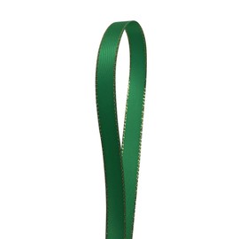QIANF Cinta de satén de doble cara verde con borde dorado para envolver regalos, lazos para el pelo, decoración de bodas, manualidades, costura, tarjetas de invitación, ramos florales, Navidad, 1/4
