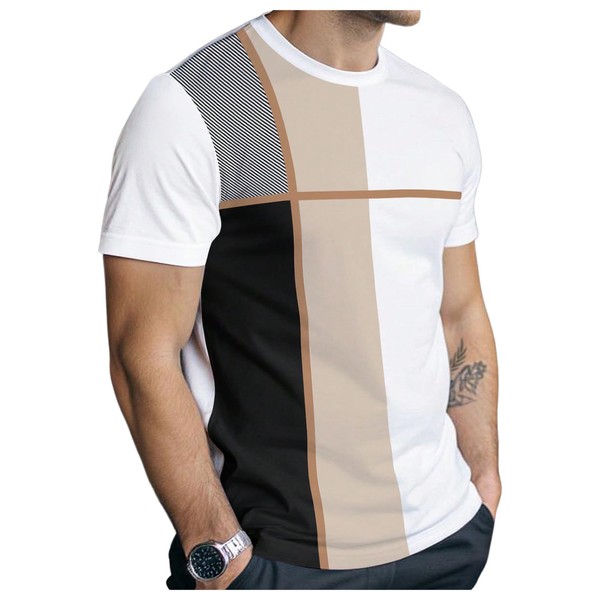 SOLY HUX Men's Color Block Tees Crew Neck Short Sleeve