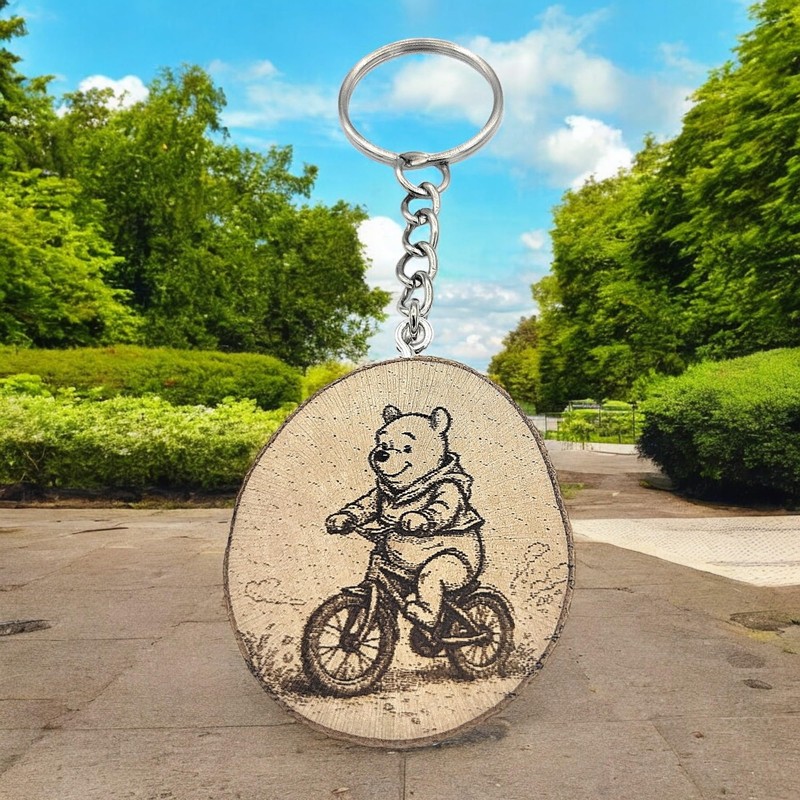 Promotech Pooh the Bear Makes Cycling Tour Handmade Laser Engraved