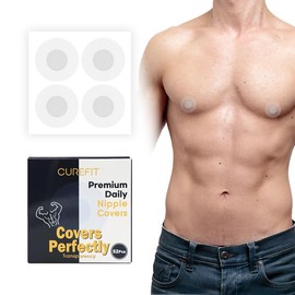 CUREFIT Premium Men's Nipple Covers, 52pcs [Made in Korea] Transparent, Nipguards for Runners, Invisible Design, Central Non-Adhesive, Hydrocolloid, Medical-grade, Anti-Chafing, Hypoallergenic