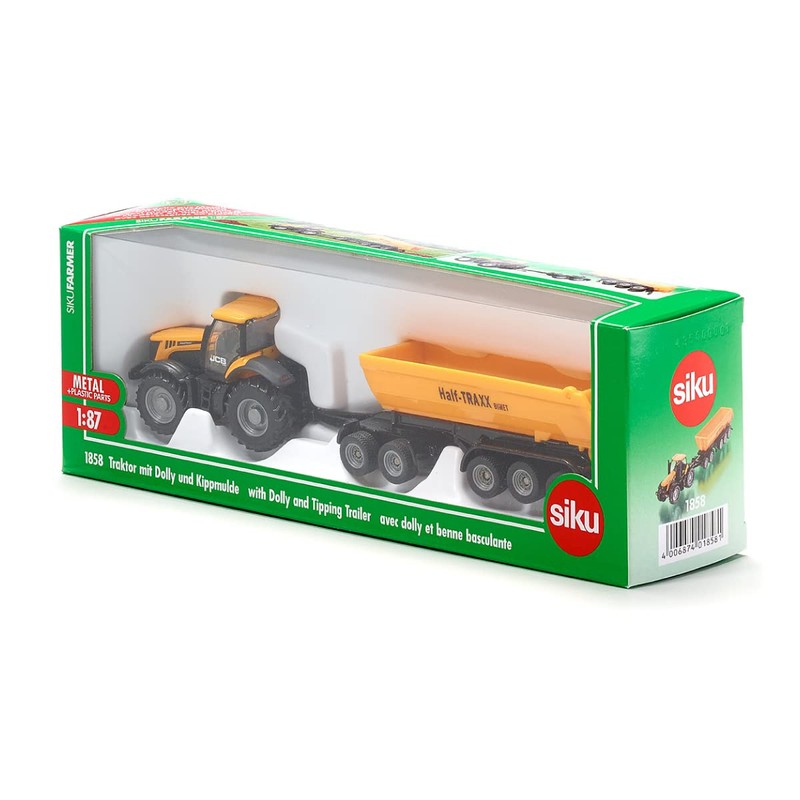siku 1858, JCB Tractor with Dolly and Tipping Trailer, 1:87,