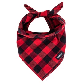 Gofshy Christmas Dog Bandana Large- Red Black Dog Scarf Buffalo Plaid Printing Adjustable Bib Handkerchief Accessories for Medium Large Dogs (L)