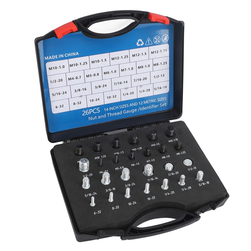 26 PCS Nut Bolt Thread Checker High Accuracy Carbon Steel