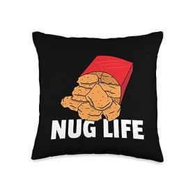 Funny Fast Food Chicken Nugget Nug Life Tenders Gangster Lovers Throw Pillow, 16x16, Multicolor