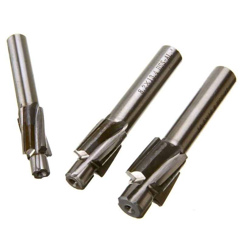 7Pcs M3-M12 Counterbore Milling Cutter High Speed Steel Pilot Slotting