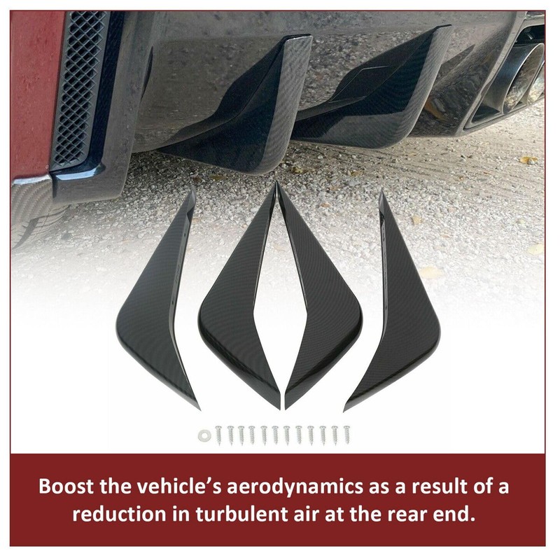 YUOQDKE C7 Rear Bumper Lower Air Diffuser Fins Carbon Fiber