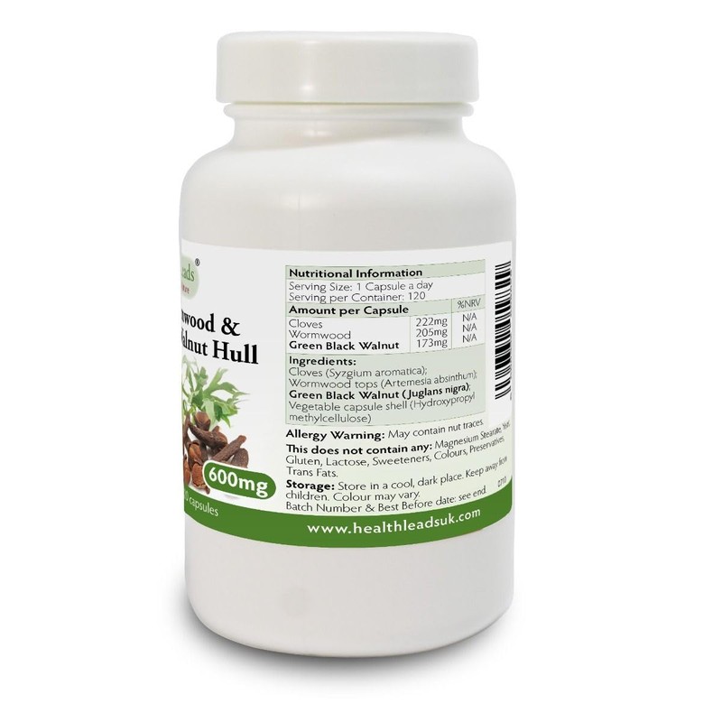 Wormwood Black Walnut and Clove Capsules 600mg Per Capsule –