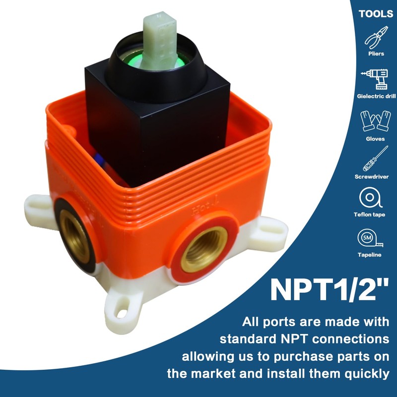 Enga Single Function Square Shower Mixer Valve - Wall Mount