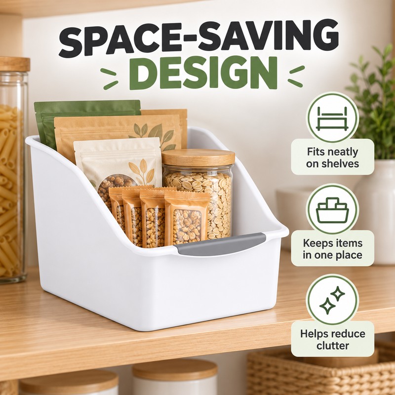 Stackable Storage Organizer Bins, Curved Space-Saving Plastic Storage Boxes for