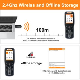 VOTTAN Inventory Barcode Scanner Wireless, Handheld Portable 1D Bar Code Reader, CCD Sensor Screen Code Scanning Data Terminal Library Scanner