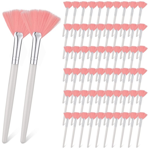 60 Pcs Fan Facial Brushes Soft Fan Facial Applicator Brushes