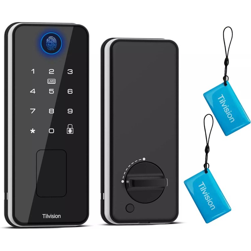 Tilvision Smart Fingerprint Lock Keyless Touchscreen Keypad Deadbolt Fob PasscodeAuto