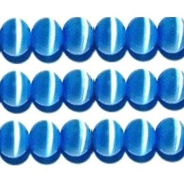 Hilo de cuentas de ojo de gato de 10 mm, 8 mm y 6 mm, fibra óptica de grado "A", 32 colores a elegir (los 3 tamaños: 10 mm, 8 mm, 6 mm, azul)