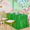 QueenDream Sequin Tablecloth Green Table Cloth 90x90 Inch Christmas Party