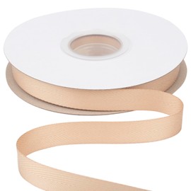 Ribbonitlux 5/8 Inch Tape Twill Ribbon - 25 Yard Soft Tan Herringbone Bias Tape for DIY Craft, Sewing, Gift Wrapping, and Home Decor