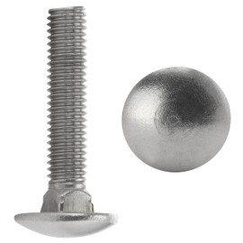Faston Flat Round-Head Screws, Stainless Steel A2 V2A (10 Pieces), Carriage Bolts with Square Base, Full Thread