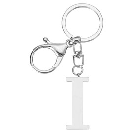 PATIKIL Initial Letter Key Chain, Letter A-Z Keychain Initials Keyring Cute Metal Alphabet Keyrings for Keys Handbag Backpack, Silver (I)