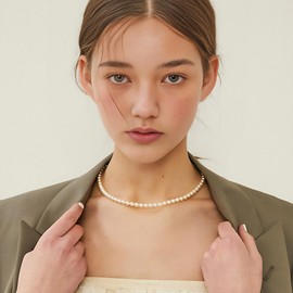 RWQIAN Pearl Necklace Women's 5 mm/6 mm/8 mm/10 mm White Faux Pearl Chain Women Choker Pearl Necklace 40 + 5 cm Pearls Jewellery Gifts for Teenage Girls, Stainless Steel