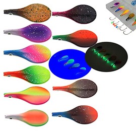 Njord Kalastus Inline Spoon, Trout in Box, UV Active and Self-Luminous 3D Eyes, Continuous Blinker, Trout Bait, Inline Spoon, Inline Pass Spoons, Trout Fishing Set Spoon (2.8 g, Set of 10)