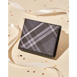 Hazzys (신세계센텀점)DUBLIN 블랙 체크 가죽 2단 반지갑 HJWA5E866BK (Duty Free Shop) DUBLIN Black Check Leather 2-Fold Wallet HJWA5E866BK