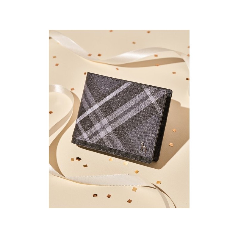 Hazzys (신세계센텀점)DUBLIN 블랙 체크 가죽 2단 반지갑 HJWA5E866BK (Duty Free