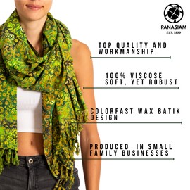 PANASIAM Sarong in green tones, scarf, towel, beach towel, wrap dress, soft natural fabrics, fair production, B206 Green Flower