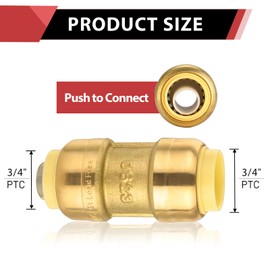 (Pack of 5) EFIELD 3/4 Inch Straight Coupling Push-Fit Fitting to Connect Pex, Copper, CPVC with a Disconnect Clip