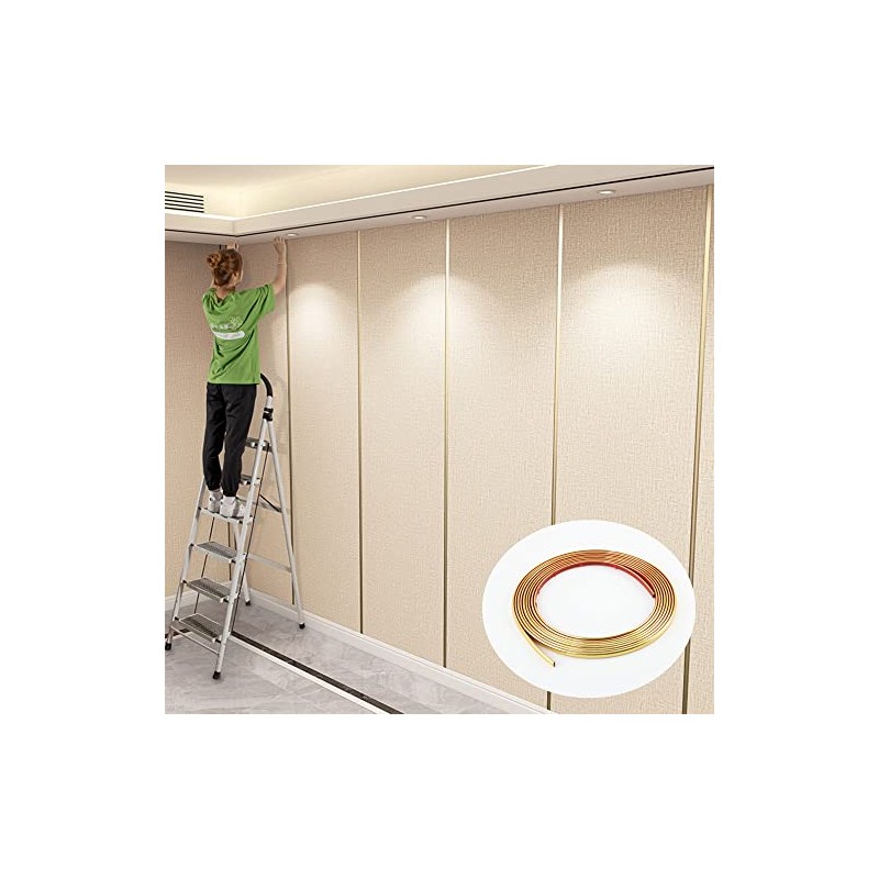 16.4ft Shiny Gold Peel and Stick Molding Trim, Flexible Mirror