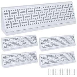 Flowild 4 Pcs 18 Inch Baseboard Register (Duct Opening Size) - Wicker Design Baseboard Vent Covers for Home Floor Wall - Easy Adjust Air Supply Lever Floor Baseboard Diffuser (White)