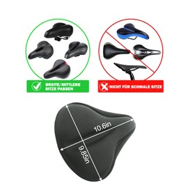 FUCNEN 27 * 25cm Gel Bike Saddle Cover Comfortable Exercise Bike Gel Seat Cushion Bicycle Seat Cover for Road Exercise Spin Stationary Padded Saddle for Indoor Ourdoor Cycling Butt Saver