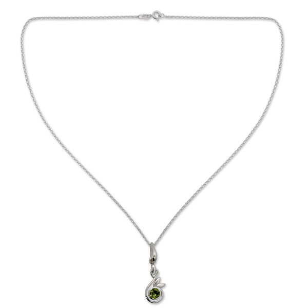 NOVICA Artisan Handmade Peridot Pendant Necklace from Indian Modern Jewelry