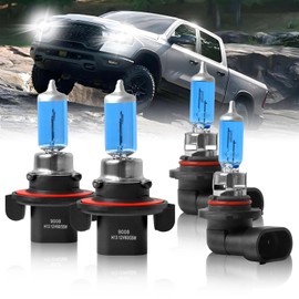 QUAYUB For RAM 1500 2500 3500 2-Headlamps(2009-2012) Halogen Headlight Bulbs, 9008/H13 High Low Beam+9145 Fog Lights, High Performance Replacement Bulb, Pack of 4