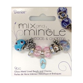Darice Mix & Mingle Glass Metal Lined Beads and Charms - Beach