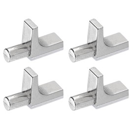 uxcell 4 Pcs Shelf Support Pegs, 7.5mm/0.30" Pin Length Zinc Alloy Kitchen Cabinet Shelf Holder Support Pins for Bookshelf Cupboard Closet Furniture, Nickel Color