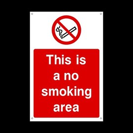 This is a no smoking area Plastic Sign with 4 Pre-Drilled Holes - No Smoking/Building/Premises/Hotel (PS50)