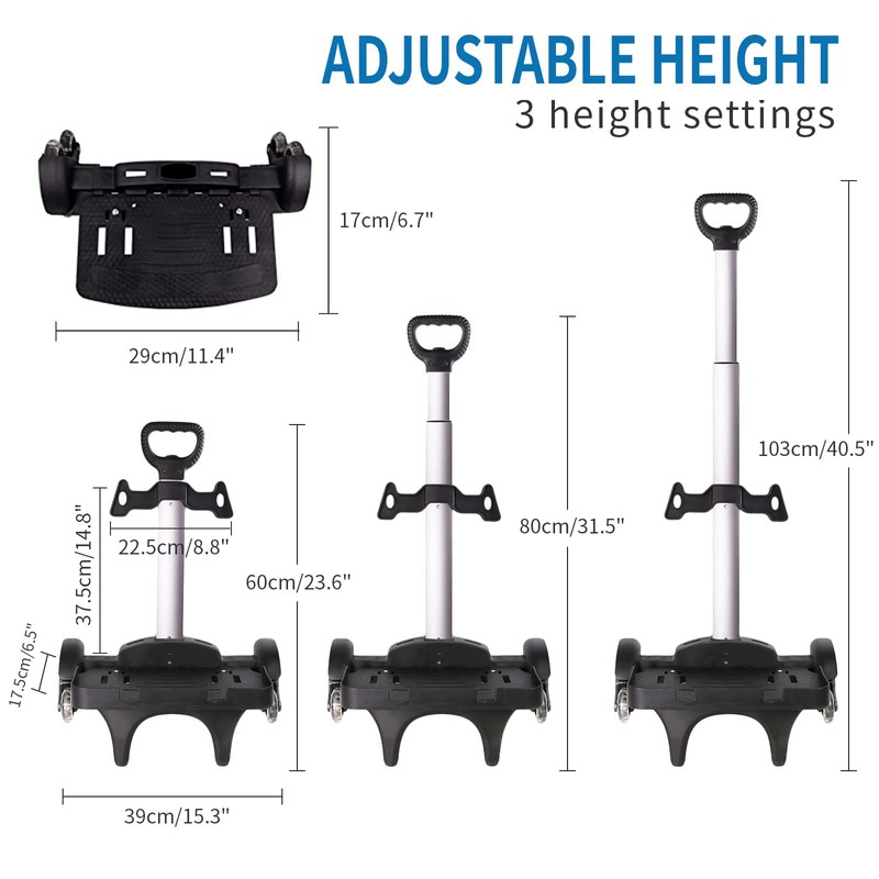 Backpack Trolley, Wheeled Cart Aluminum Alloy, Folding Trolley Cart for