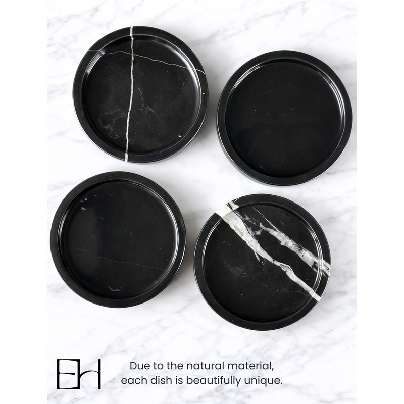 EXCHUES Marble Tray - 6" Jewelry Dish & Vanity Decor,