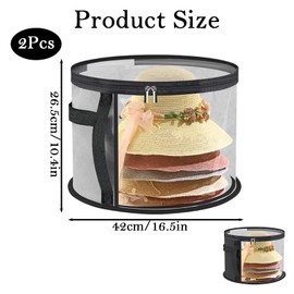JBLJDWD 2PCS Hat Boxes with Lids, Hat Box, Compact Cap Storage Organizer for Travel & Home Use, Durable Non-woven Fabric, Classic Black and Gray, Fits Various Hats Styles