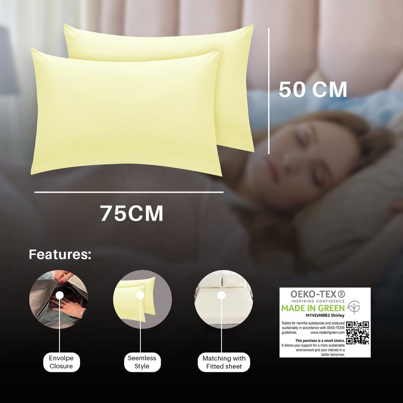 Pillow Cases standard House Wife Pair, Cream